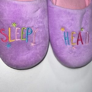 Wonder Nation pink & purple sleepyhead slippers youth girls sz 4-5 cushiony shoe